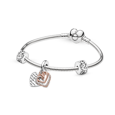 Pandora Moments Two Tone Heart Bracelet Gift Set